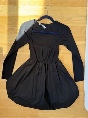 Black Long-Sleeve Bubble Women's Mini Dress